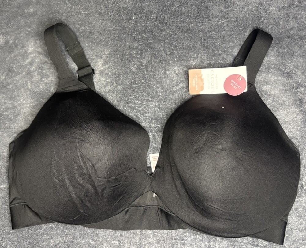 Cacique Comfort Bliss Lightly Lined No Wire Bra Black Size 40F NWT